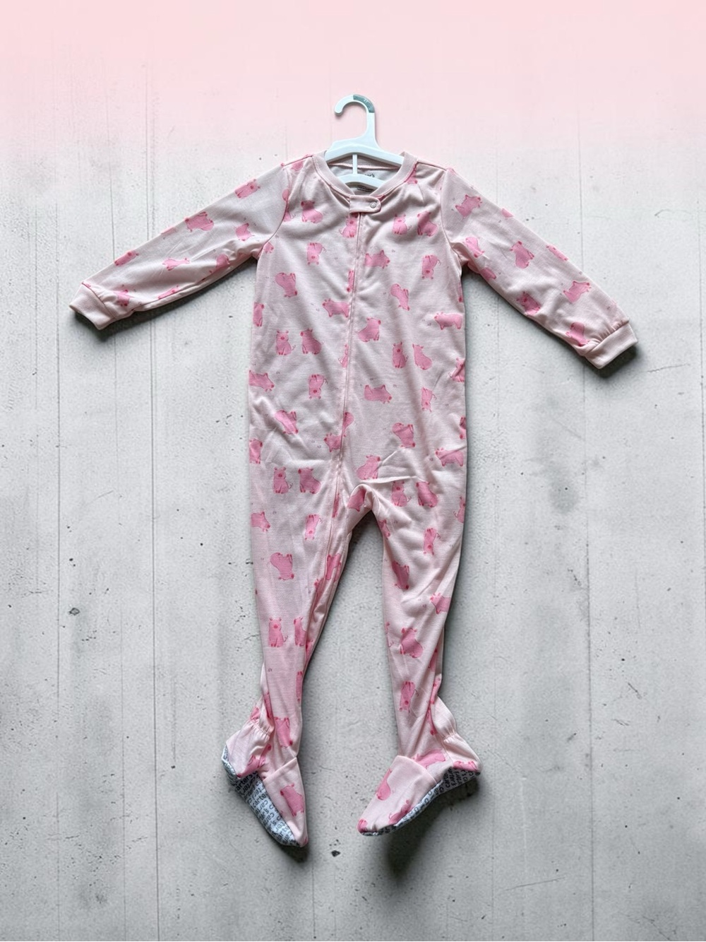 Carters 4T Pink Bear-Print Footed One-Piece Pajamas for Kids NWOT